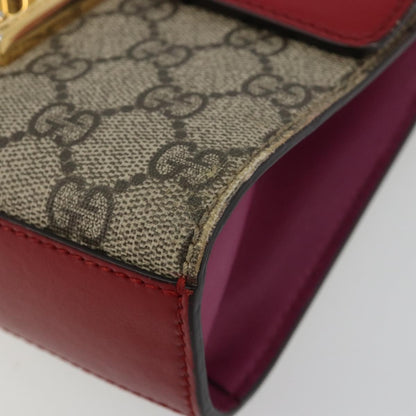 Gucci GUCCI GG Supreme Chain Shoulder Bag PVC Red Gold 409487 Authentic ka4469