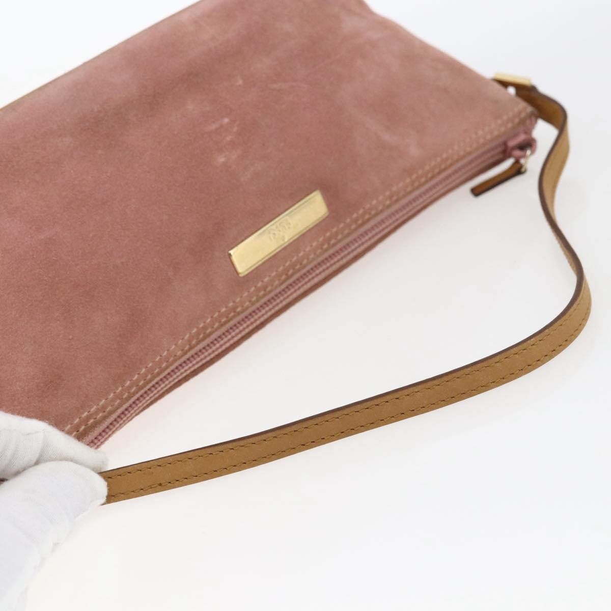 Gucci GUCCI Accessory Pouch Suede Pink Gold 039 1103 Authentic 173549 Bag