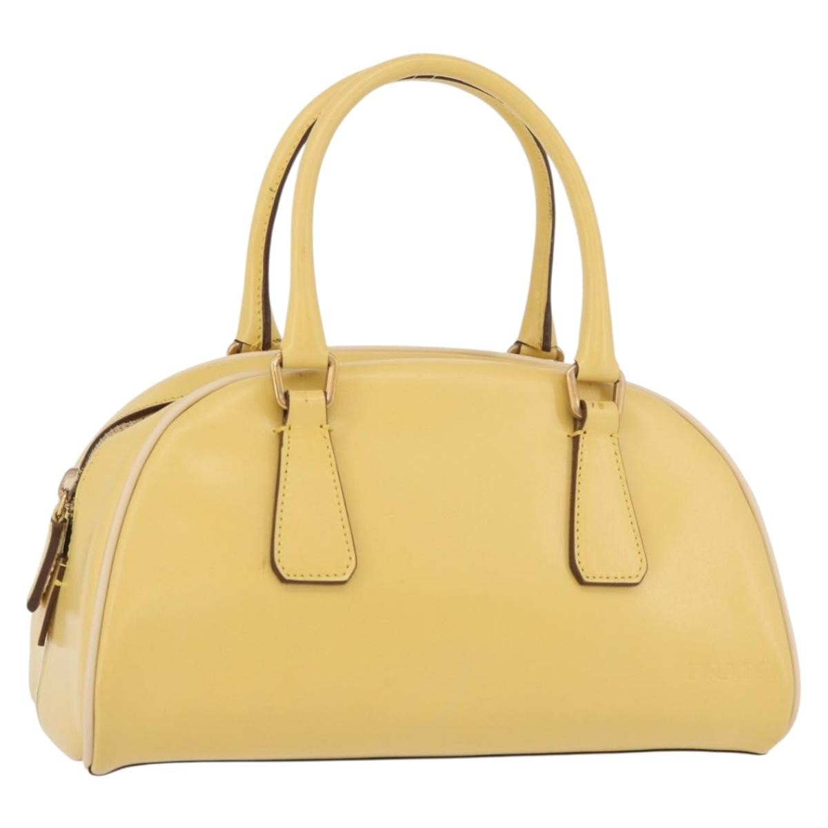 Prada PRADA Hand Bag Leather Yellow Gold Authentic mr2207