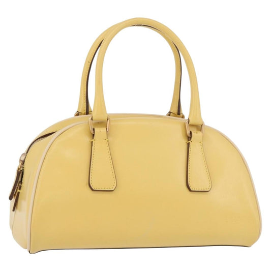 Prada PRADA Hand Bag Leather Yellow Gold Authentic mr2207
