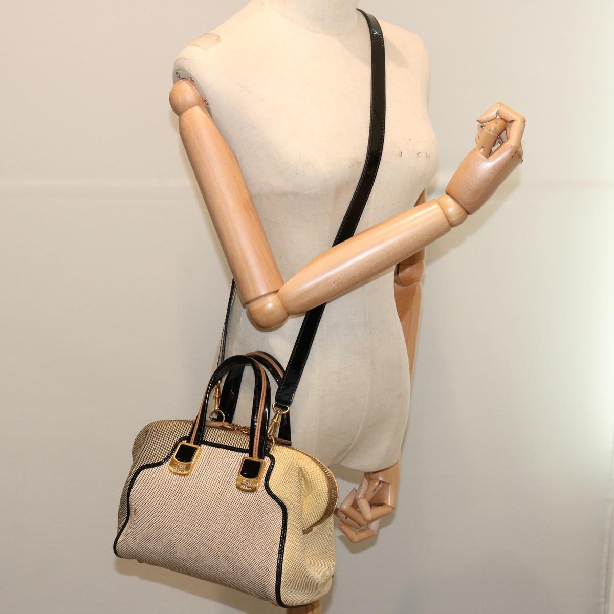 Fendi FENDI Hand Bag Canvas 2way Beige Authentic 70343