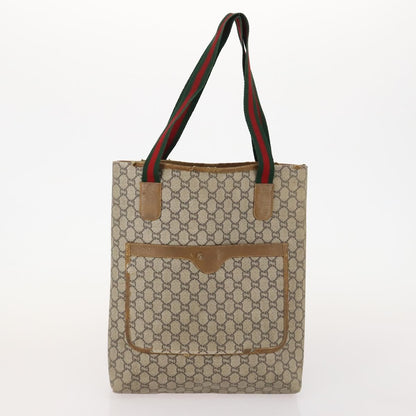 Gucci GUCCI GG Plus Supreme Web Sherry Line Tote Bag PVC 3 Set Beige Red Authentic BSZ437