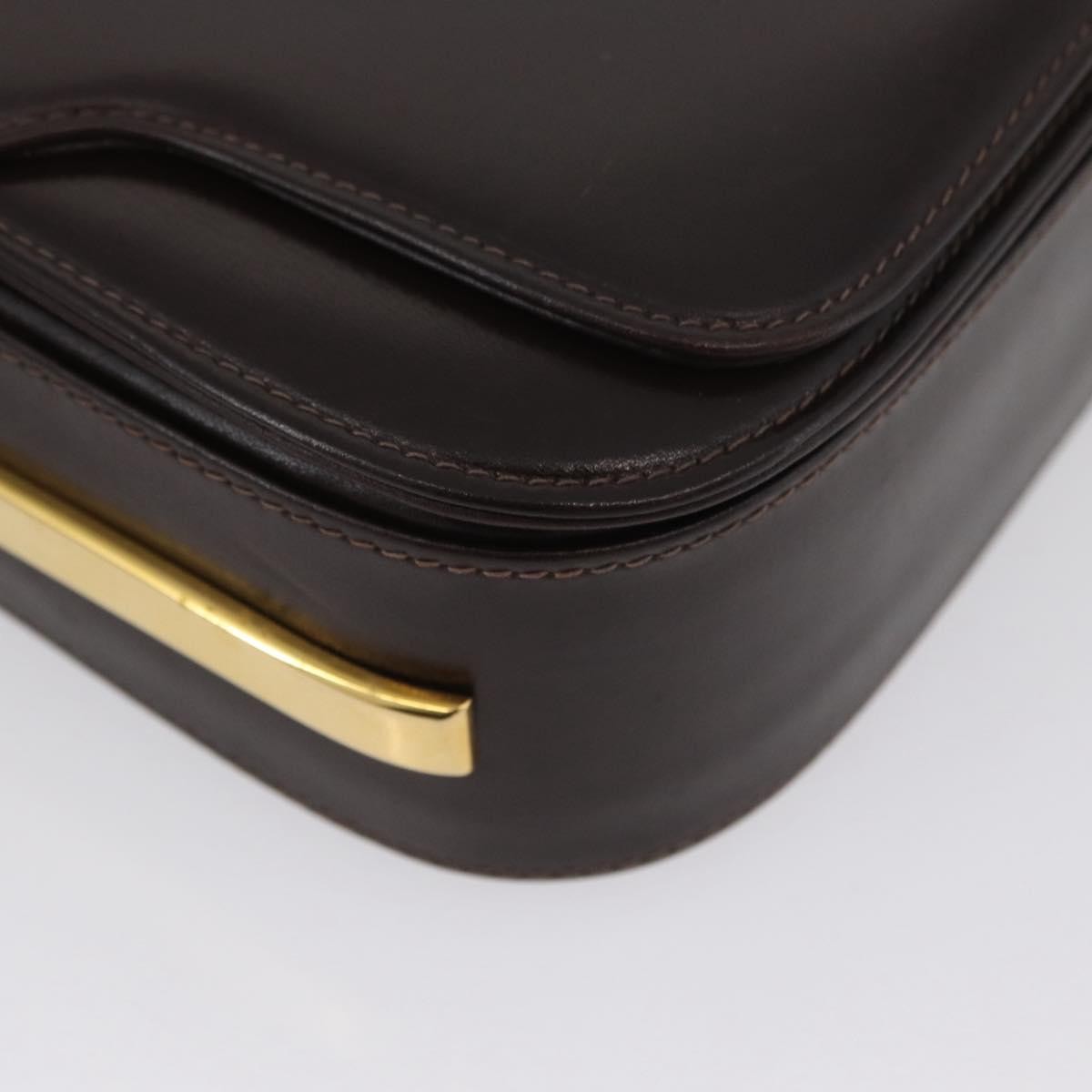 Gucci GUCCI Shoulder Bag Leather Brown Gold Authentic ep13909
