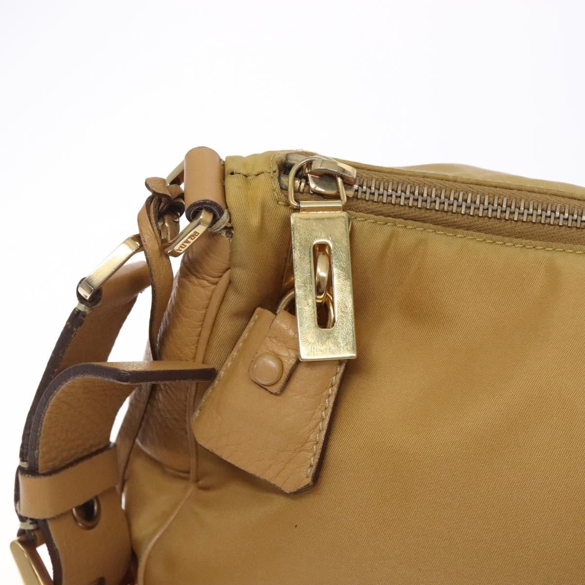 Prada PRADA Shoulder Bag Nylon Beige Gold Authentic 131423