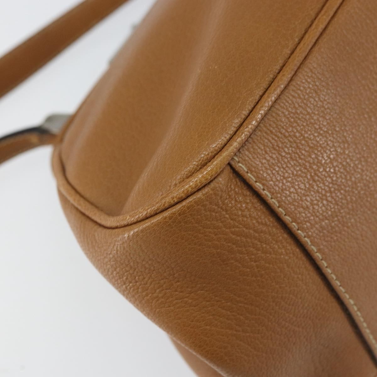 Prada PRADA Hand Bag Leather Brown Silver Authentic yk19954