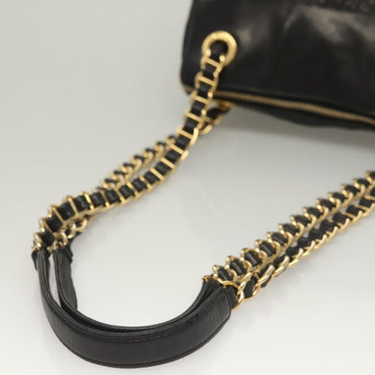 Prada PRADA Chain Shoulder Bag Leather Black Gold Authentic yk18939
