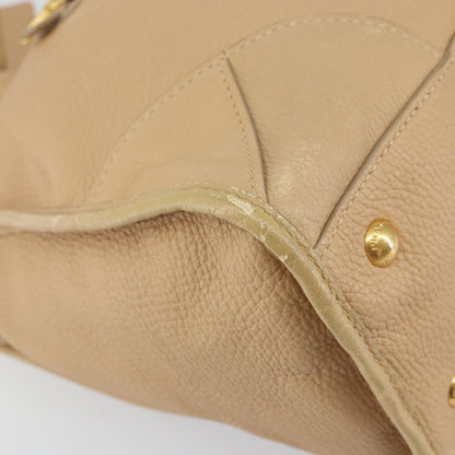 Prada PRADA Hand Bag Leather 2way Beige Gold Authentic ka1190