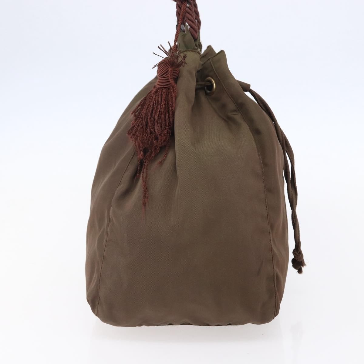 Prada PRADA Tassel Shoulder Bag Nylon Khaki Gold Authentic bs30567