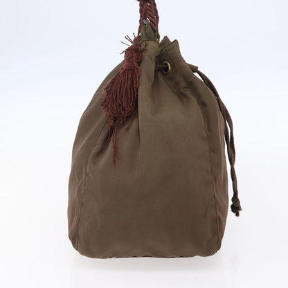 Prada PRADA Tassel Shoulder Bag Nylon Khaki Gold Authentic bs30567