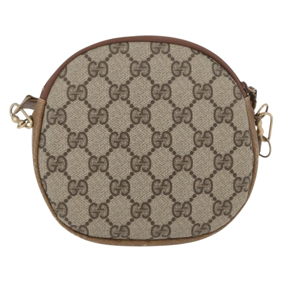 Gucci GUCCI GG Supreme Shoulder Bag PVC Beige Gold Authentic SW2190