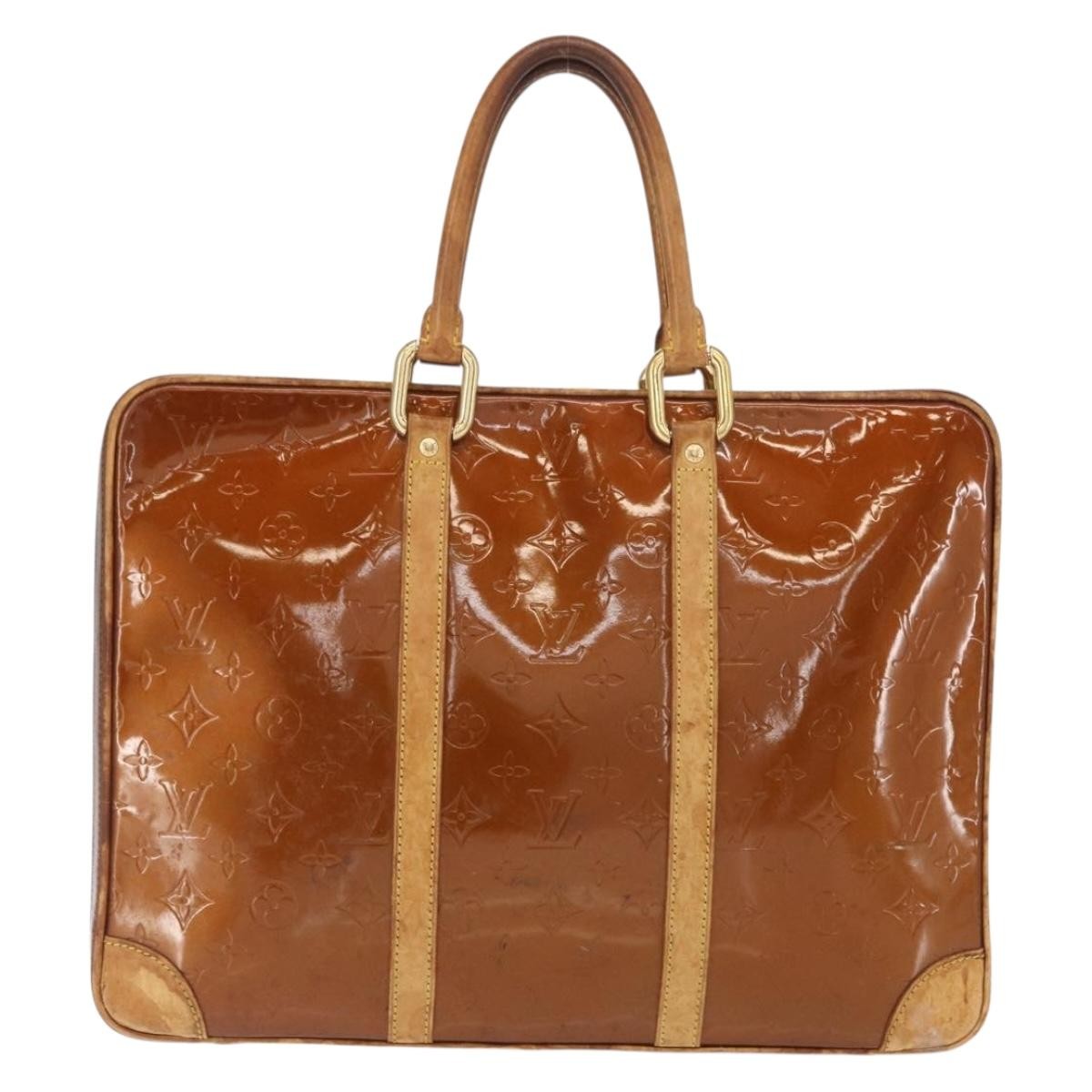 Louis Vuitton LOUIS VUITTON Monogram Vernis Van Damme Hand Bag Bronze M91125 LV Authentic BA8606