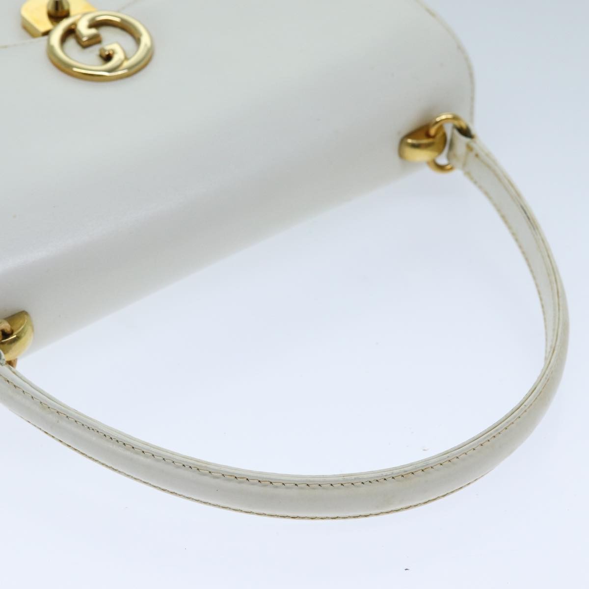 Gucci GUCCI Hand Bag Leather White Authentic yk12076