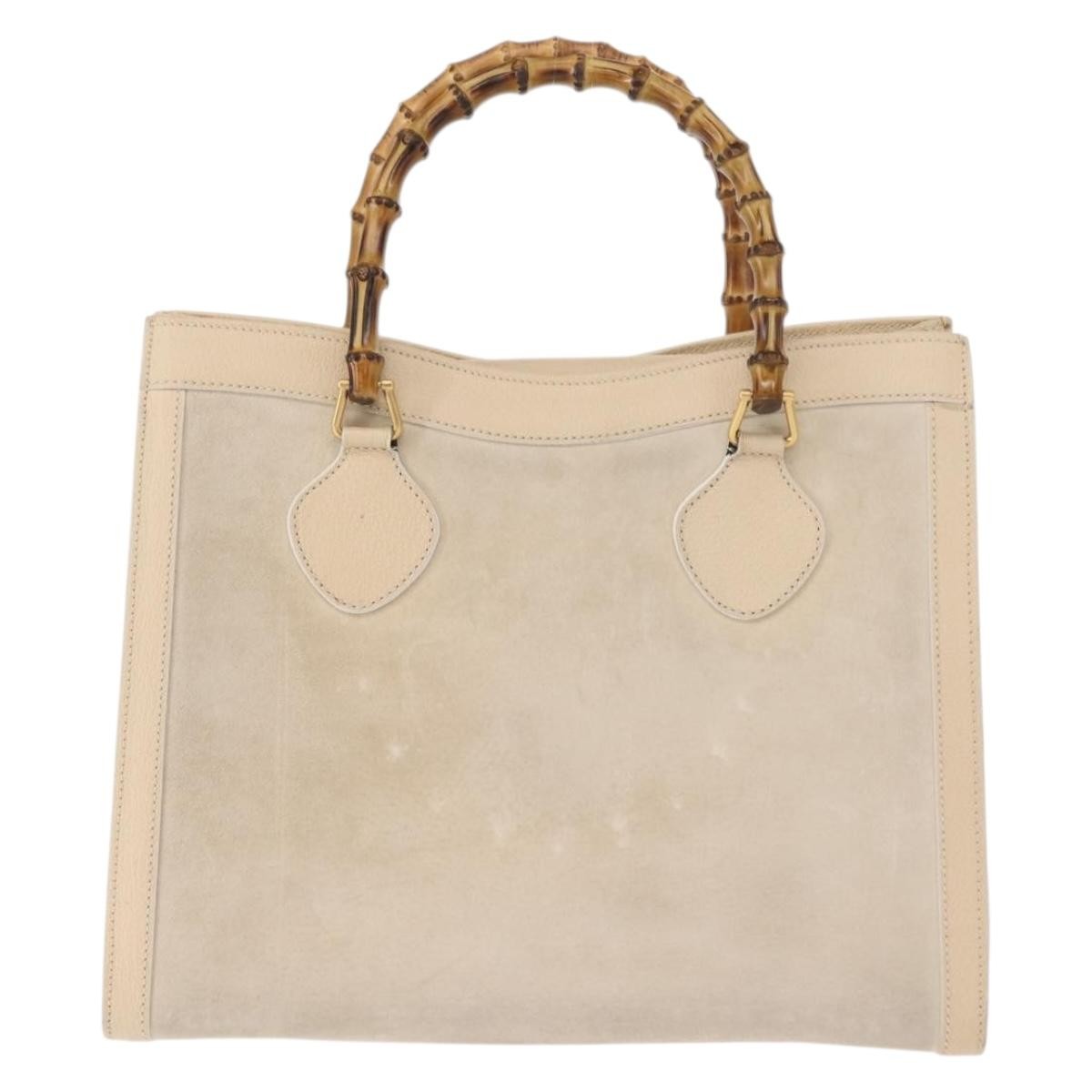 Gucci GUCCI Bamboo Hand Bag Suede Light Beige Gold 002 2853 0260 0 Authentic am9506