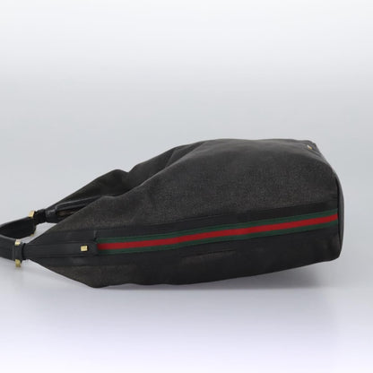Gucci GUCCI Web Sherry Line Shoulder Bag Denim Black Red Green 73884 Authentic am8160