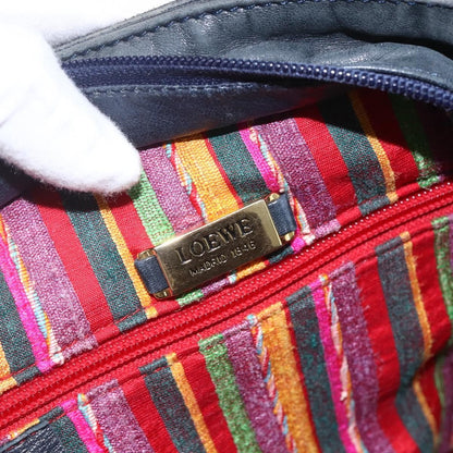 Loewe LOEWE Shoulder Bag Nylon Navy Gold Authentic 159401