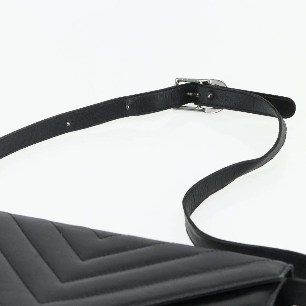 Saint Laurent SAINT LAURENT Shoulder Bag Leather Black Silver Authentic 176228