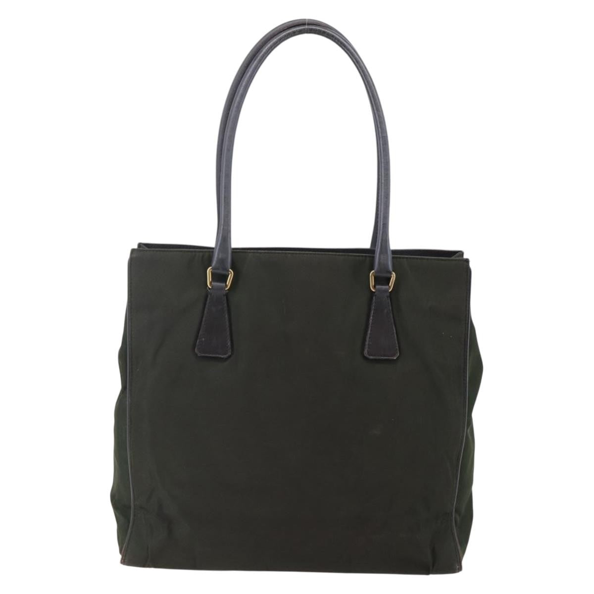 Prada PRADA Tote Bag Nylon Khaki Gold Authentic 148282