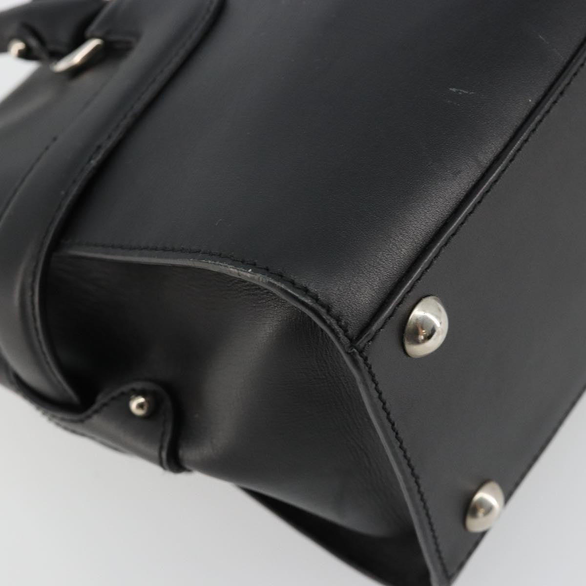 Salvatore Ferragamo Salvatore Ferragamo Gancini Hand Bag Leather Black Silver Authentic 180592