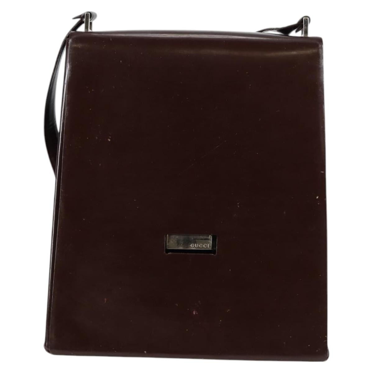 Gucci GUCCI Shoulder Bag Patent leather Brown Silver 002 2046 0433 Authentic bs26623