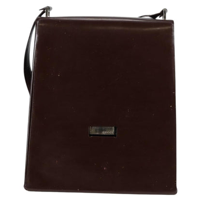 Gucci GUCCI Shoulder Bag Patent leather Brown Silver 002 2046 0433 Authentic bs26623
