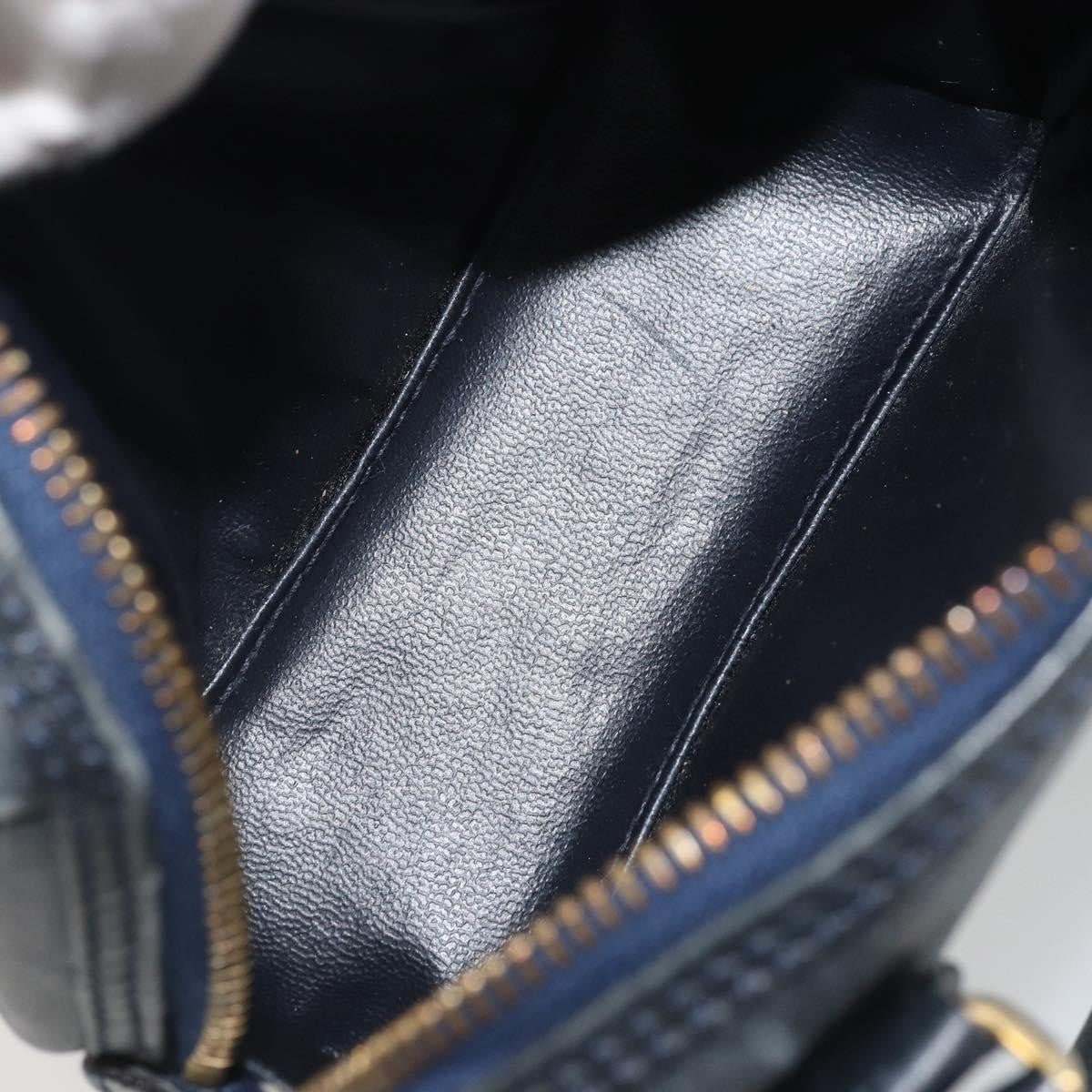 Celine CELINE Hand Bag Leather 2way Gold Navy Authentic am11231A