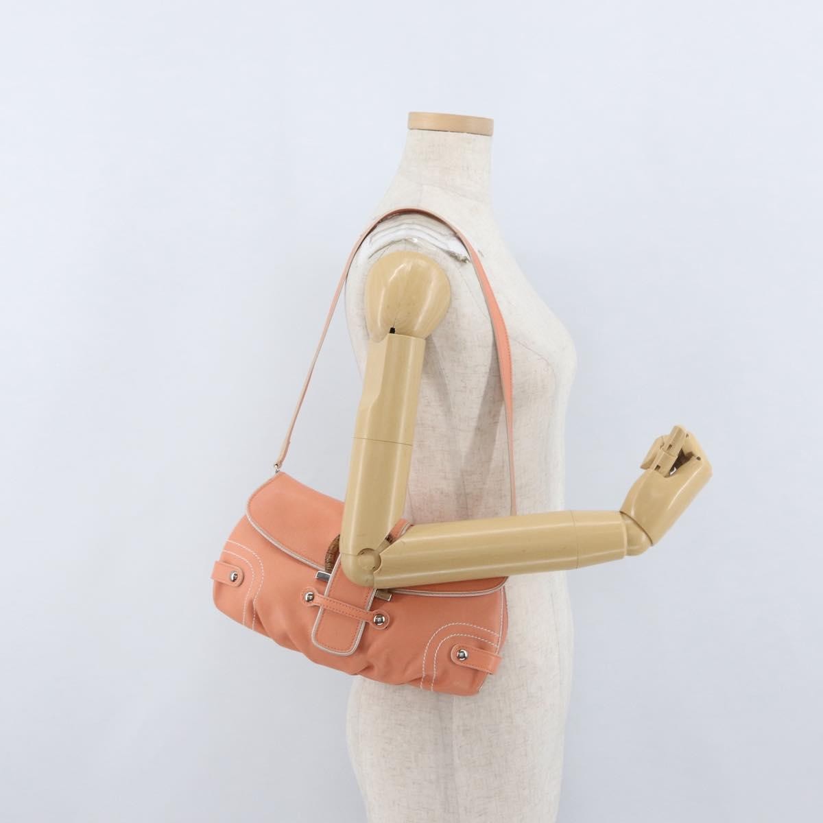 Salvatore Ferragamo Salvatore Ferragamo Gancini Shoulder Bag Leather Pink Silver Authentic BA11212