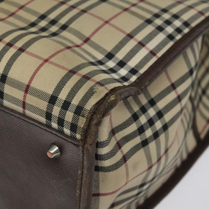 Burberry BURBERRY Nova Check Tote Bag Canvas Beige Silver Authentic 118228