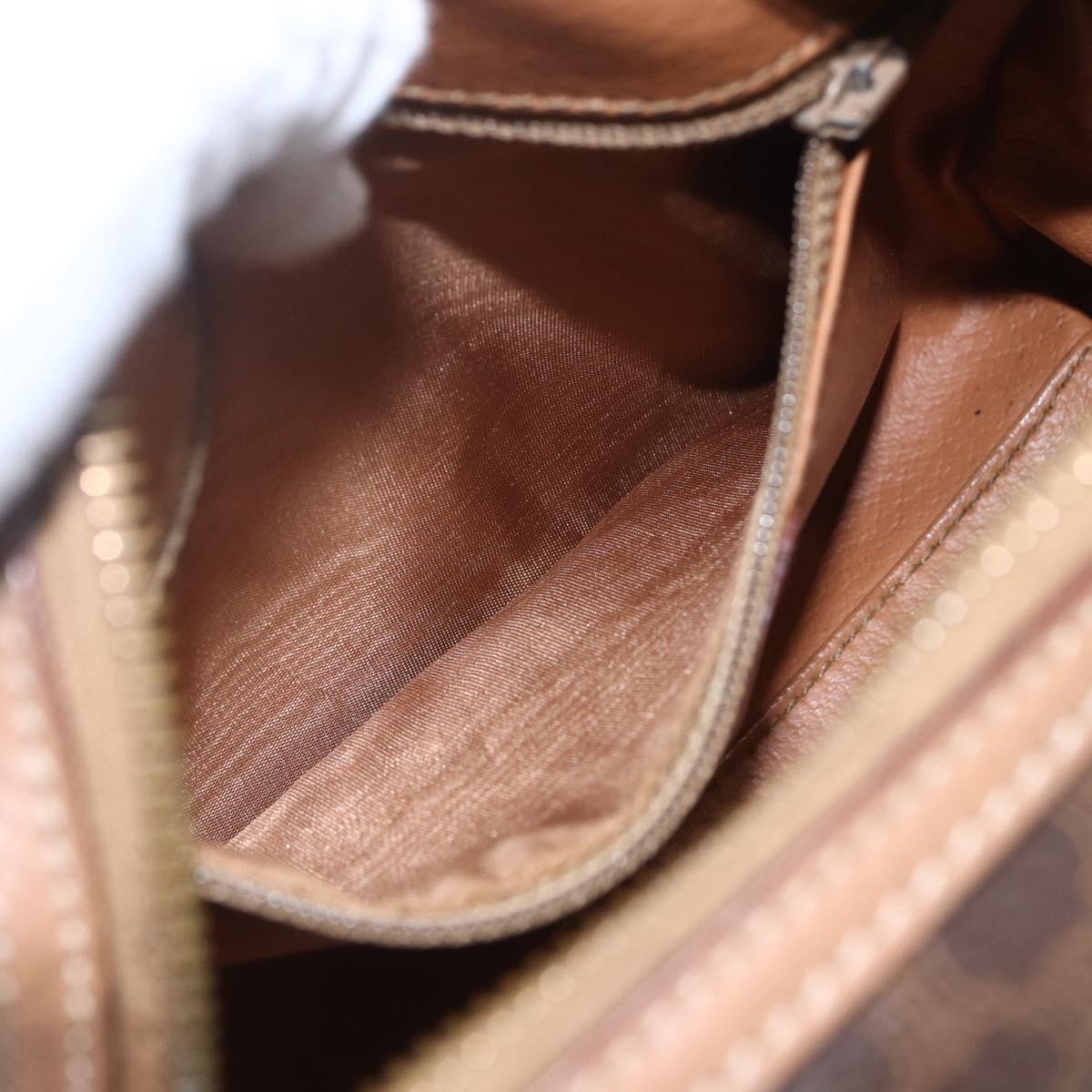 Celine CELINE Macadam Canvas Mini Hand Bag PVC Leather Brown Gold Authentic mr1952