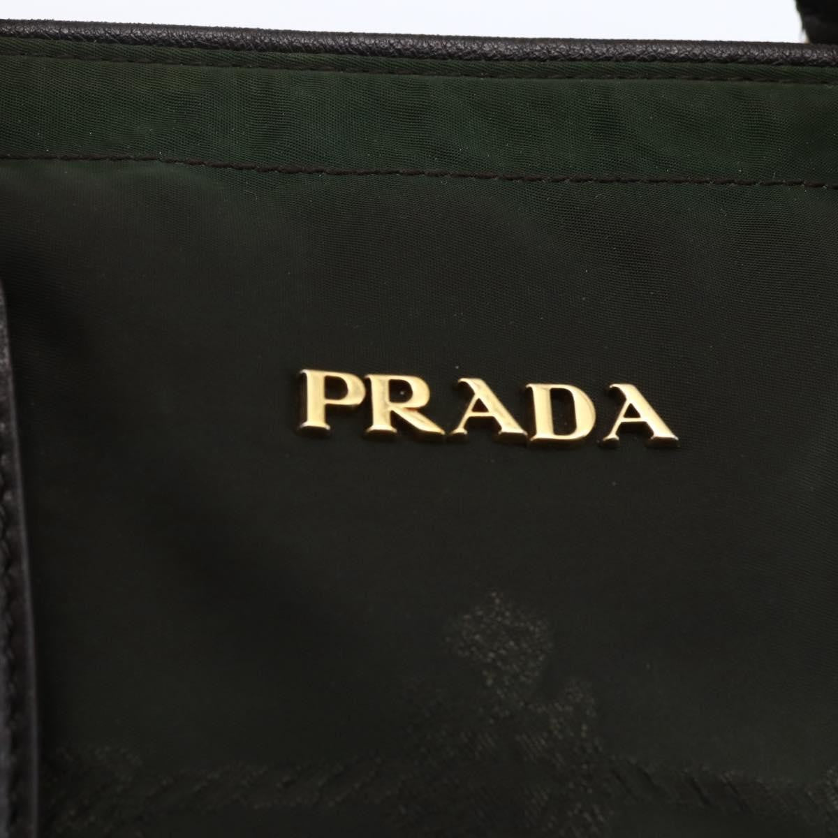 Prada PRADA Hand Bag Nylon 2way Khaki Gold Authentic 148290