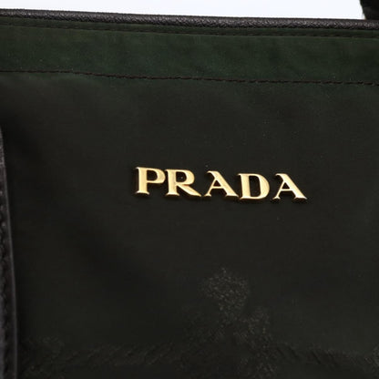 Prada PRADA Hand Bag Nylon 2way Khaki Gold Authentic 148290