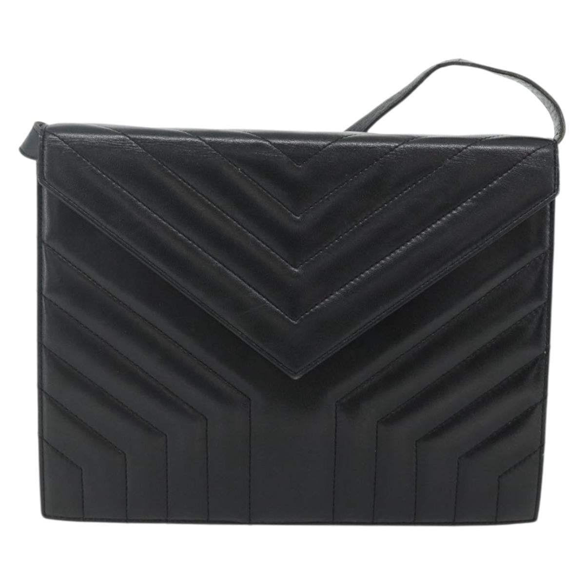 Saint Laurent SAINT LAURENT Shoulder Bag Leather Black Silver Authentic 176228