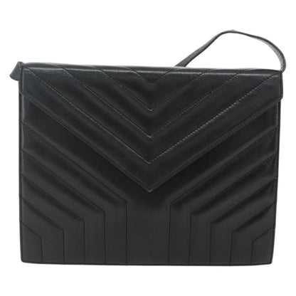 Saint Laurent SAINT LAURENT Shoulder Bag Leather Black Silver Authentic 176228