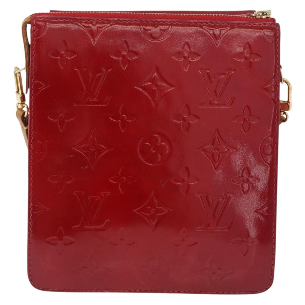 Louis Vuitton LOUIS VUITTON Monogram Vernis Motto Accessory Pouch Red M91137 LV Authentic YKZ724 Bag