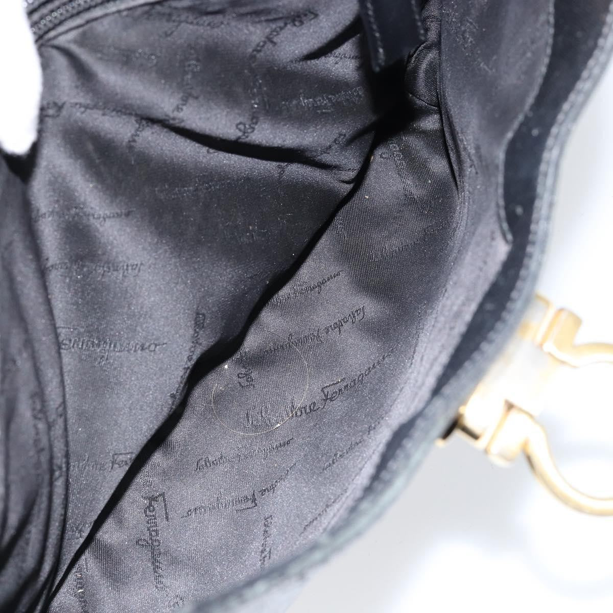 Salvatore Ferragamo Salvatore Ferragamo Gancini Shoulder Bag Leather Black Gold Authentic BA8226