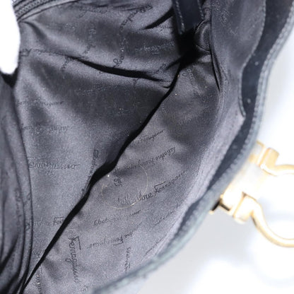 Salvatore Ferragamo Salvatore Ferragamo Gancini Shoulder Bag Leather Black Gold Authentic BA8226