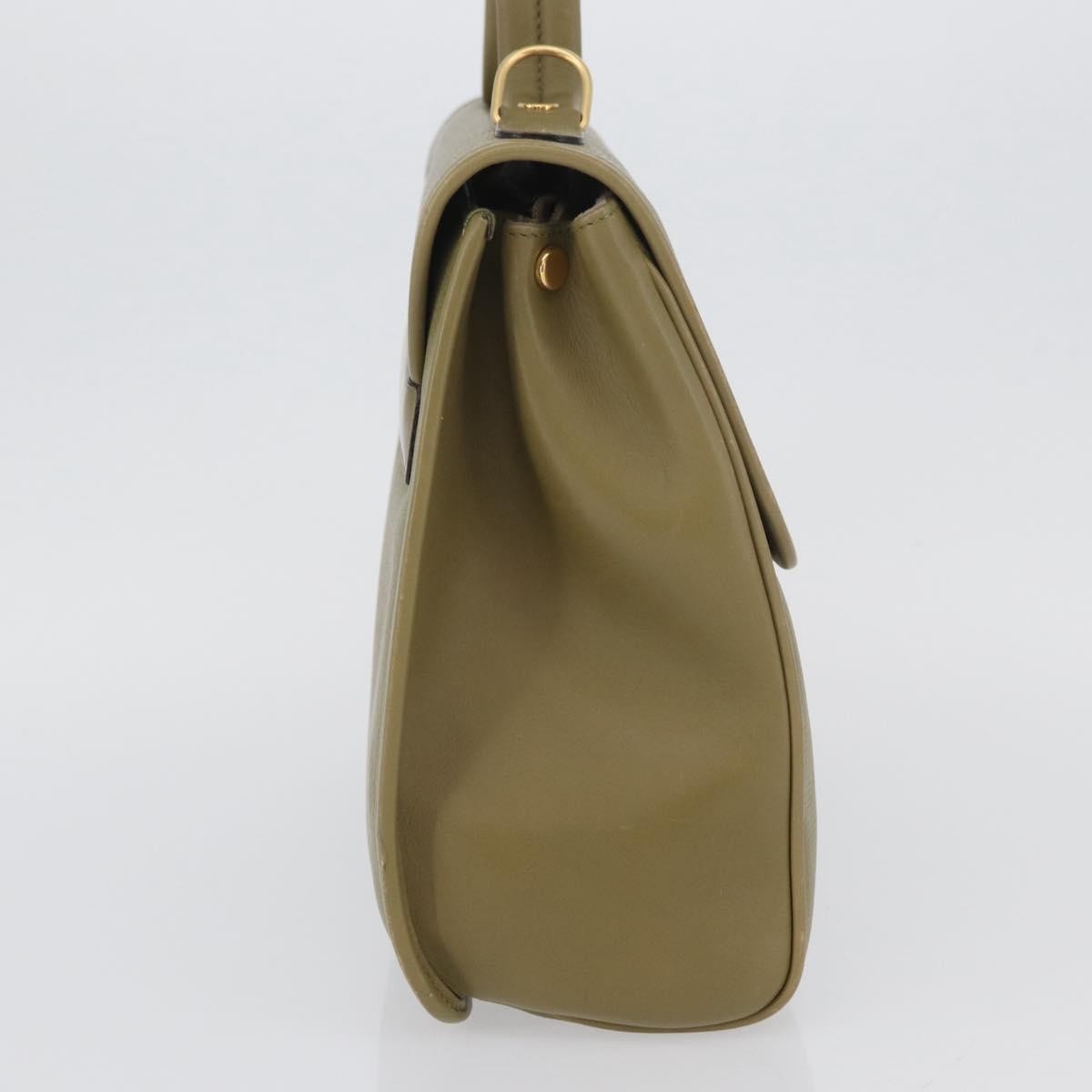 Gucci GUCCI Hand Bag Leather Green Gold Authentic YKZ715