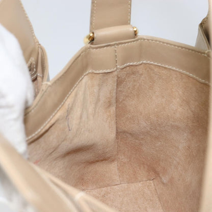 Gucci GUCCI Shoulder Bag Leather Beige Gold Authentic ep11343