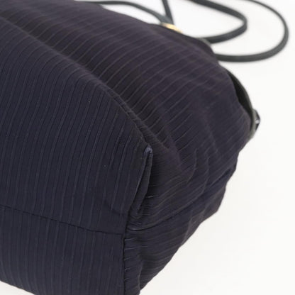 Loewe LOEWE Shoulder Bag Nylon Navy Gold Authentic 159401
