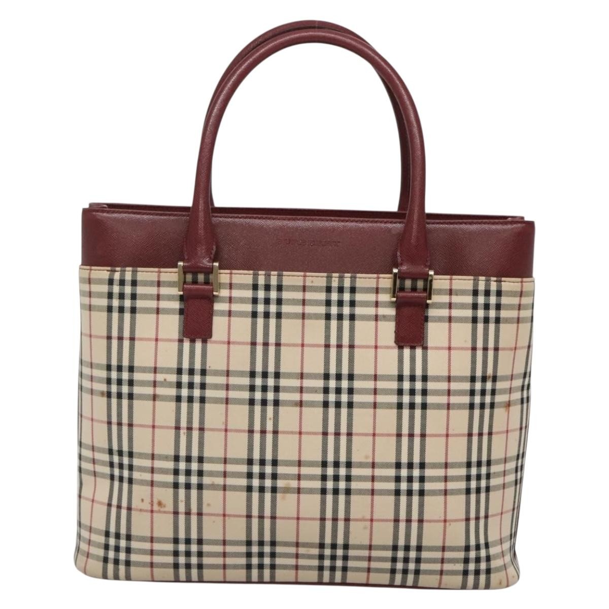 Burberry BURBERRY Nova Check Tote Bag Canvas Beige Gold Authentic 136853