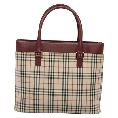 Burberry BURBERRY Nova Check Tote Bag Canvas Beige Gold Authentic 136853
