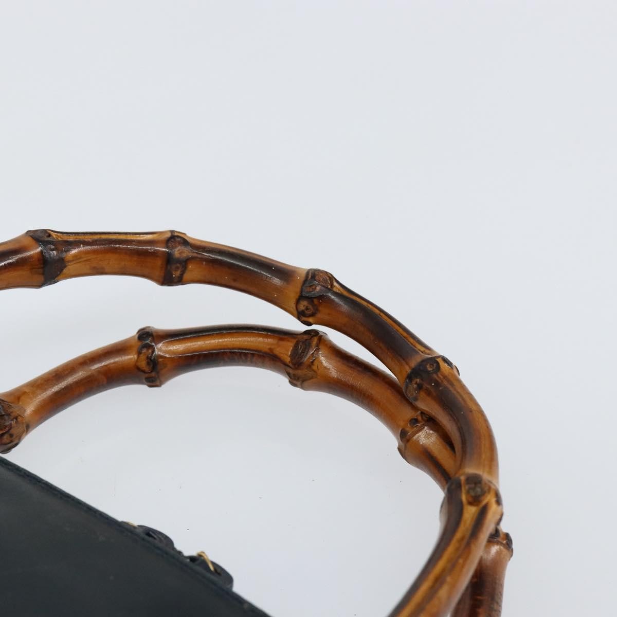 Gucci GUCCI Bamboo Hand Bag Leather 2way Navy Gold 000 2058 0290 0 Authentic 145765