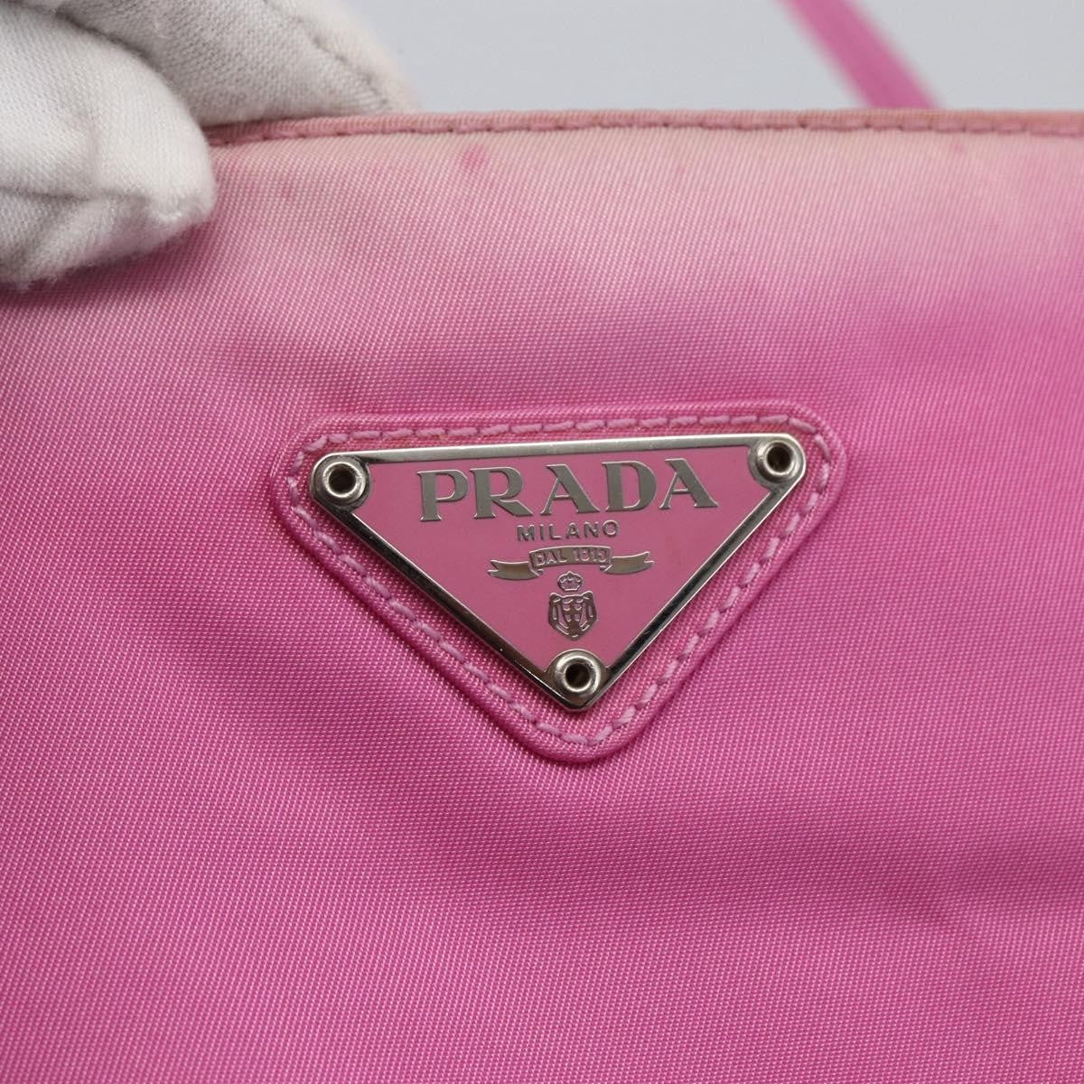 Prada PRADA Tote Bag Nylon Pink Silver Authentic 164823