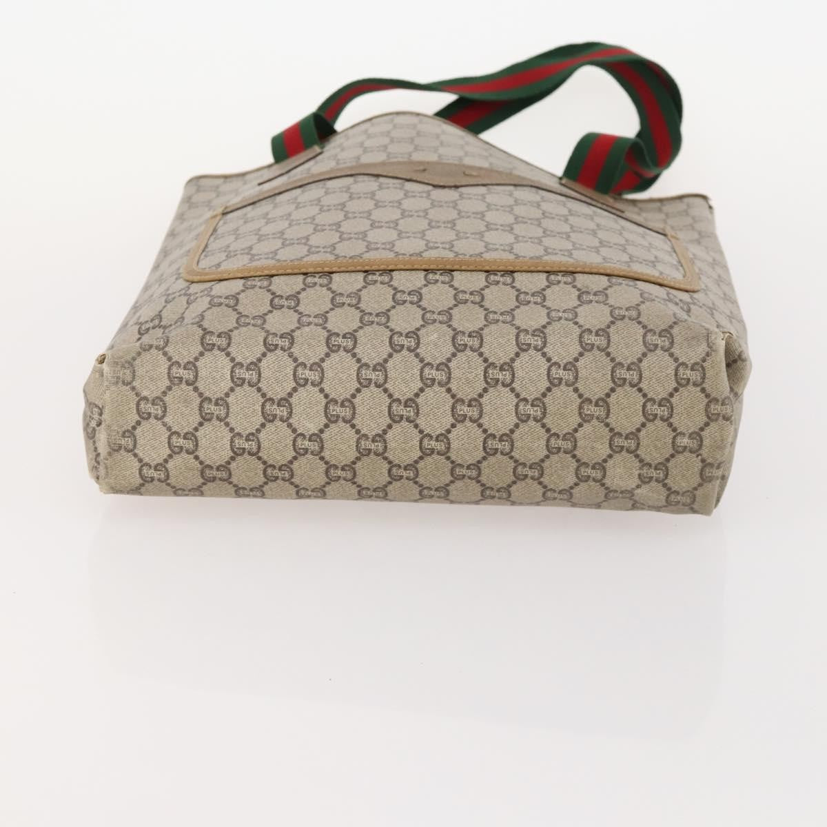 Gucci GUCCI GG Plus Supreme Web Sherry Line Tote Bag PVC 3 Set Beige Red Authentic BSZ437