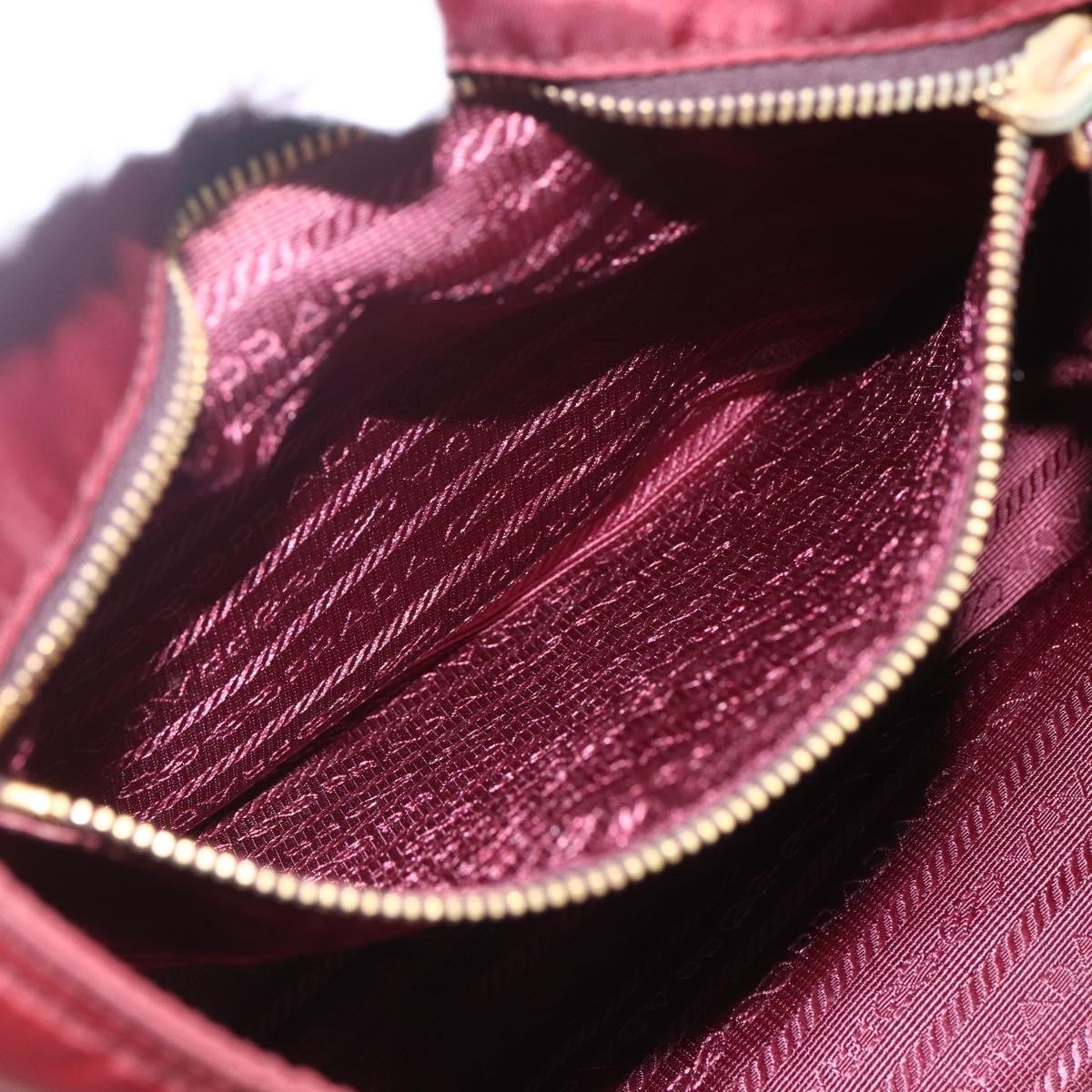 Prada PRADA Hand Bag Nylon 2way Bordeaux Gold Authentic 163074