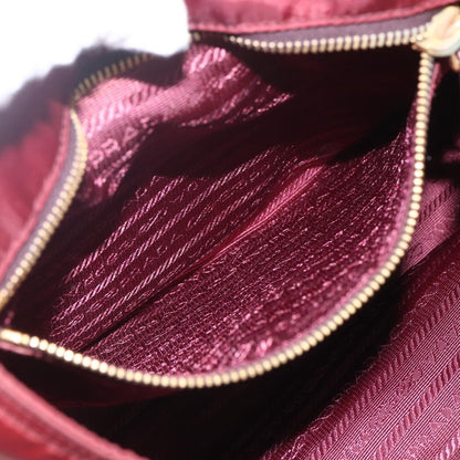 Prada PRADA Hand Bag Nylon 2way Bordeaux Gold Authentic 163074