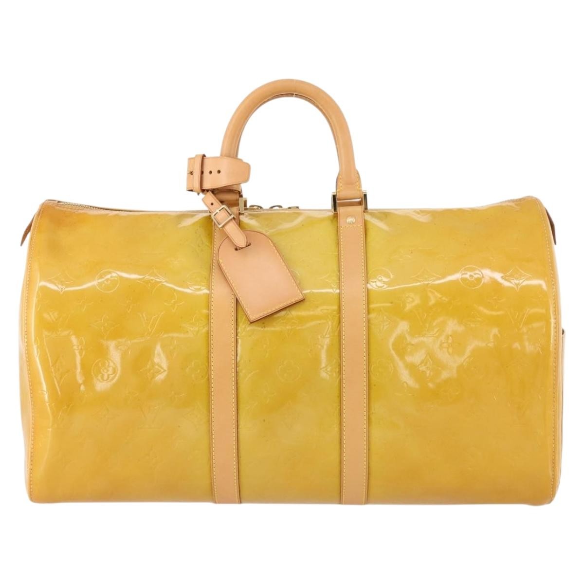 Louis Vuitton LOUIS VUITTON Monogram Vernis Mercer Boston Bag Beige M91000 LV Authentic ARZ413