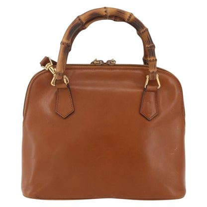 Gucci GUCCI Bamboo Hand Bag Leather 2way Brown Gold 000 1274 0290 Authentic 155221