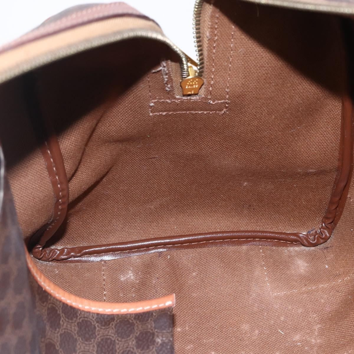 Celine CELINE Macadam Canvas Mini Boston Bag PVC Leather Brown Authentic ki6058
