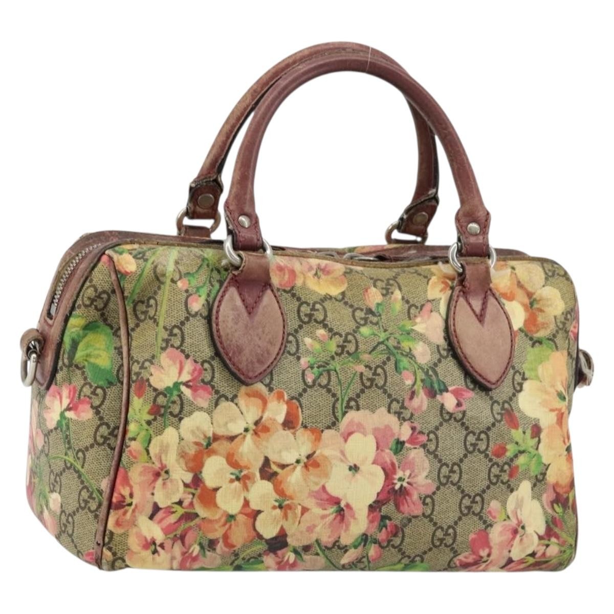 Gucci GUCCI GG Supreme Boston Bag PVC Beige Silver 409529 Authentic ep14278