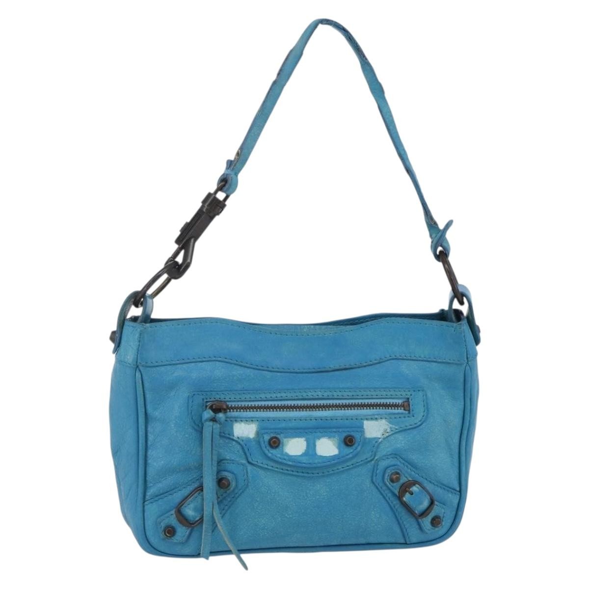 Balenciaga BALENCIAGA The Shoulder Shoulder Bag Leather Blue 138226 Authentic 149200